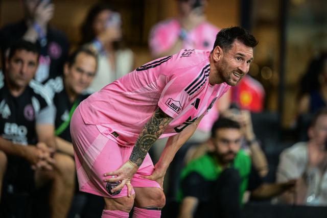Inter Miami's Argentine forward #10 Lionel Messi looks on during a Major League Soccer (MLS) regular season football match between Inter Miami CF and Orlando City SC at NU Stadium in Miami, on May 2, 2026. (Photo by Giorgio Viera / AFP)