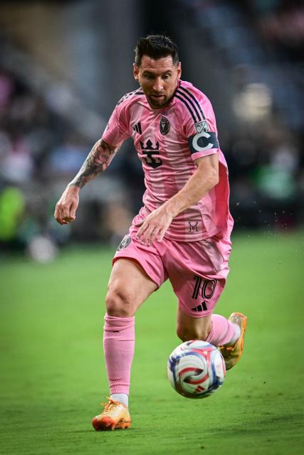 Inter Miami's Argentine forward #10 Lionel Messi calls controls the ball during a Major League Soccer (MLS) regular season football match between Inter Miami CF and Orlando City SC at NU Stadium in Miami, on May 2, 2026. (Photo by Giorgio Viera / AFP)