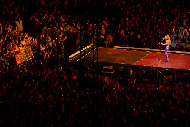 Colombian singer Shakira performs during a free concert at Copacabana beach in Rio de Janeiro, Brazil on May 2, 2026. (Photo by Daniel RAMALHO / AFP)