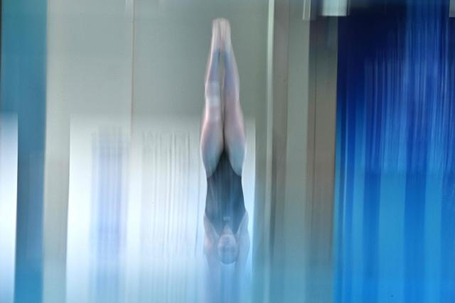 Russiaґs Elizaveta Kuzina competes in the women’s 3m springboard event during the World Aquatics Diving World Cup Super Final at the Water Cube in Beijing on May 3, 2026. (Photo by Pedro PARDO / AFP)