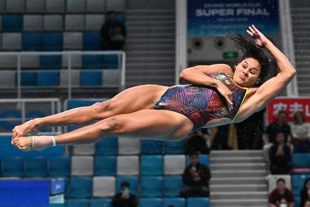 Mexicoґs Aranza Vazquez Montano competes in the women’s 3m springboard event during the World Aquatics Diving World Cup Super Final at the Water Cube in Beijing on May 3, 2026. (Photo by Pedro PARDO / AFP)