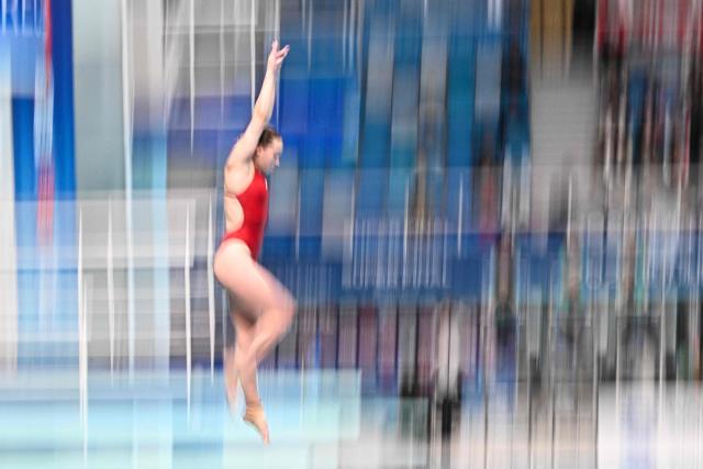 Canadaґs margo Erlam competes in the women’s 3m springboard event during the World Aquatics Diving World Cup Super Final at the Water Cube in Beijing on May 3, 2026. (Photo by Pedro PARDO / AFP)