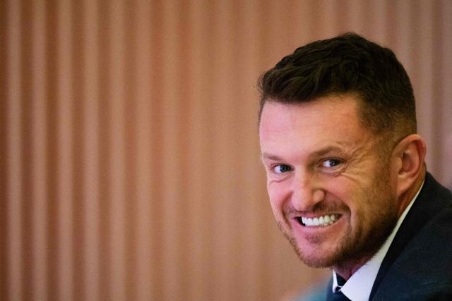 This photograph taken on May 2, 2026, shows British far-right activist Tommy Robinson delivers a speech at the first Patriots Network conference in Paris. Founded in France in 2023 by a member of the French far-right party Rassemblement National (RN), the network brings together young ‘patriots’ from around 40 countries. (Photo by Julie SEBADELHA / AFP)