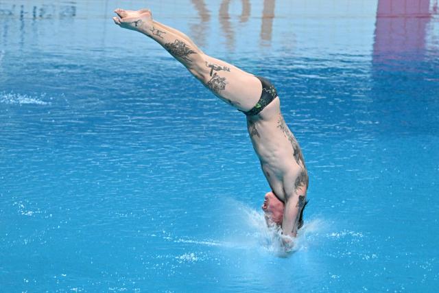 Australiaґs Cassiel Rousseau competes in the men’s 10m platform event at the World Aquatics Diving World Cup Super Finals in Beijing on May 3, 2026. (Photo by Pedro PARDO / AFP)