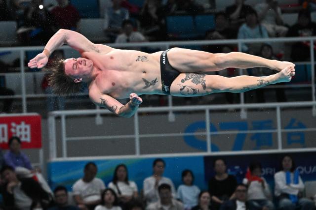 Australiaґs Cassiel Rousseau competes in the men’s 10m platform event at the World Aquatics Diving World Cup Super Finals in Beijing on May 3, 2026. (Photo by Pedro PARDO / AFP)