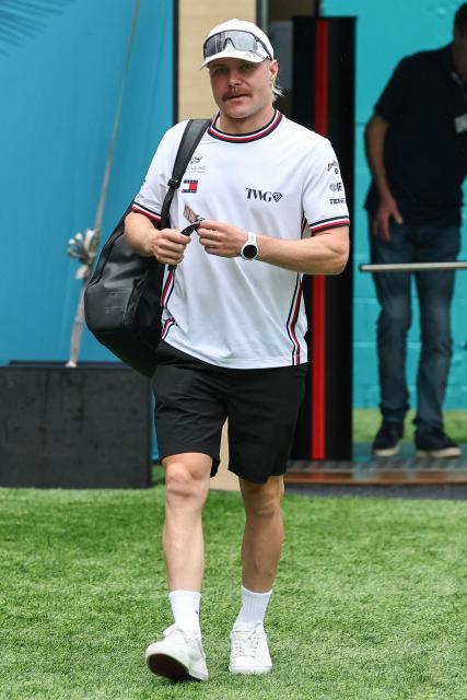 Cadillac's Finnish driver Valtteri Bottas arrives ahead of the 2026 Miami Formula One Grand Prix at Miami International Autodrome in Miami Gardens, Florida, on May 3, 2026. (Photo by CHARLY TRIBALLEAU / AFP)