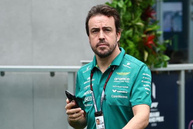 Aston Martin's Spanish driver Fernando Alonso arrives ahead of the 2026 Miami Formula One Grand Prix at Miami International Autodrome in Miami Gardens, Florida, on May 3, 2026. (Photo by CHARLY TRIBALLEAU / AFP)