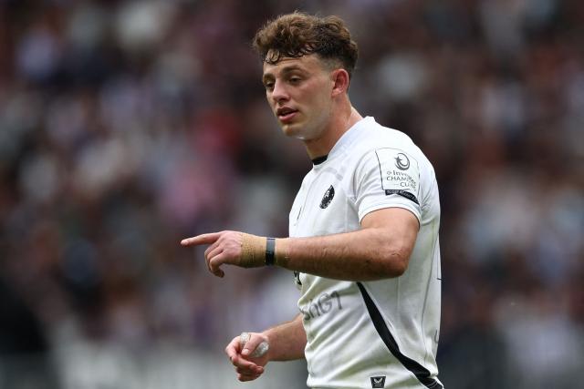 Bath's Welsh centre Louie Hennessey reacts during the European Champions Cup semi-final rugby union match between Union Bordeaux Belges (UBB) and Bath Rugby at the Atlantique Bordeaux Metropole Stadium in Bordeaux, southwestern France, on May 3, 2026. (Photo by ROMAIN PERROCHEAU / AFP)