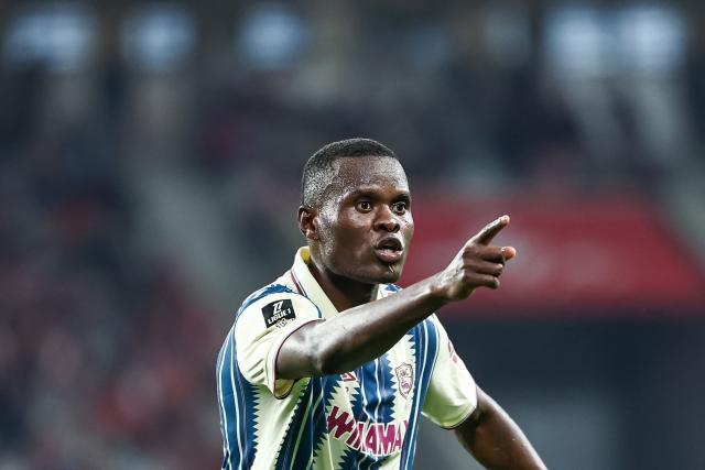Le Havre's Tanzanian forward #25 Mbwana Samatta reacts during the French L1 football match between Lille LOSC and Le Havre AC at the Pierre Mauroy stadium in Villeneuve-d'Ascq, northern France, on May 3, 2026. (Photo by Sameer Al-DOUMY / AFP)