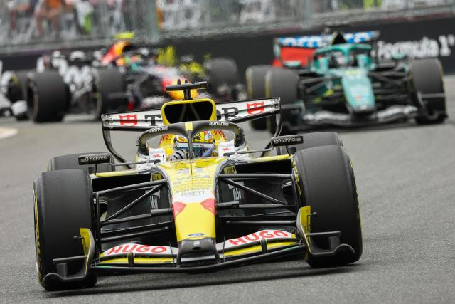 Racing Bulls' British driver Arvid Lindblad races during the 2026 Miami Formula One Grand Prix at Miami International Autodrome in Miami Gardens, Florida, on May 3, 2026. (Photo by CHARLY TRIBALLEAU / AFP)