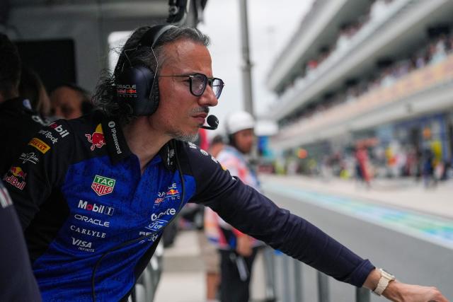 Red Bull Racing's British team principal Laurent Mekies monitors the race during the 2026 Miami Formula One Grand Prix at Miami International Autodrome in Miami Gardens, Florida, on May 3, 2026. (Photo by Rebecca Blackwell / POOL / AFP)