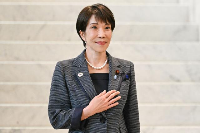 Japan's Prime Minister Sanae Takaichi attends a welcome ceremony at Parliament House in Canberra on May 4, 2026. (Photo by Saeed Khan / AFP)