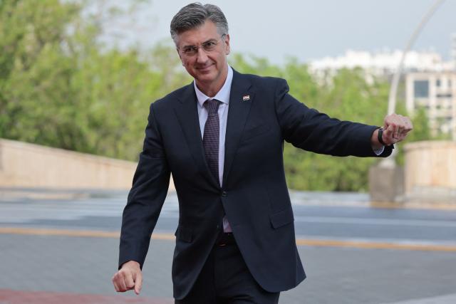 Croatia's Prime Minister Andrej Plenkovic arrives to attend the 8th European Political Community (EPC) summit in Yerevan on May 4, 2026. (Photo by Ludovic MARIN / AFP)