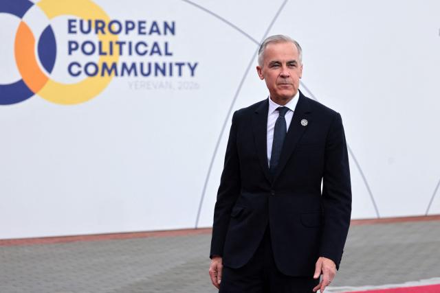 Canada's Prime Minister Mark Carney arrives to attend the 8th European Political Community (EPC) summit in Yerevan on May 4, 2026. (Photo by Ludovic MARIN / AFP)