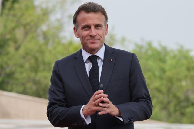 France's President Emmanuel Macron arrives to attend the 8th European Political Community (EPC) summit in Yerevan on May 4, 2026. (Photo by Ludovic MARIN / AFP)