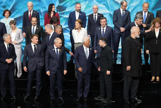 Participants of the 8th European Political Community (EPC) summit pose for a family photo at the summit's venue in Yerevan on May 4, 2026. (Photo by Ludovic MARIN / AFP)