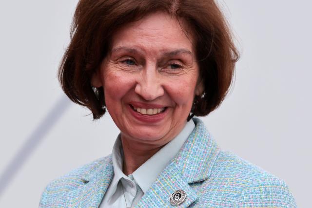 North Macedonia's President Gordana Siljanovska-Davkova arrives to attend the 8th European Political Community (EPC) summit in Yerevan on May 4, 2026. (Photo by Ludovic MARIN / AFP)