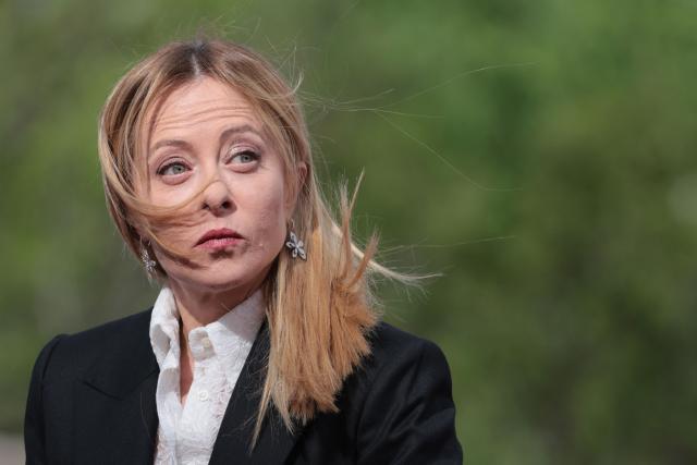 Italy's Prime Minister Giorgia Meloni arrives to attend the 8th European Political Community (EPC) summit in Yerevan on May 4, 2026. (Photo by Ludovic MARIN / AFP)