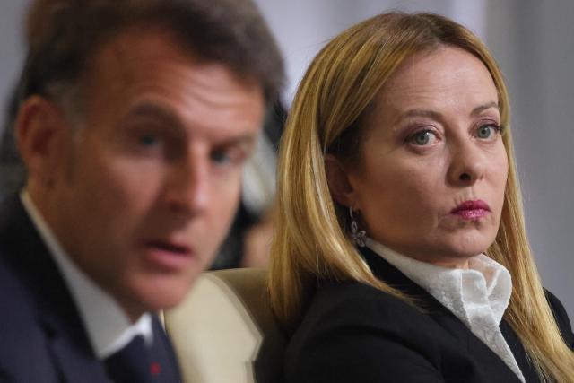 France's President Emmanuel Macron and Italy's Prime Minister Giorgia Meloni chair a meeting of the European Coalition Against Drugs (ECAD) during the 8th European Political Community (EPC) summit in Yerevan on May 4, 2026. (Photo by Ludovic MARIN / AFP)