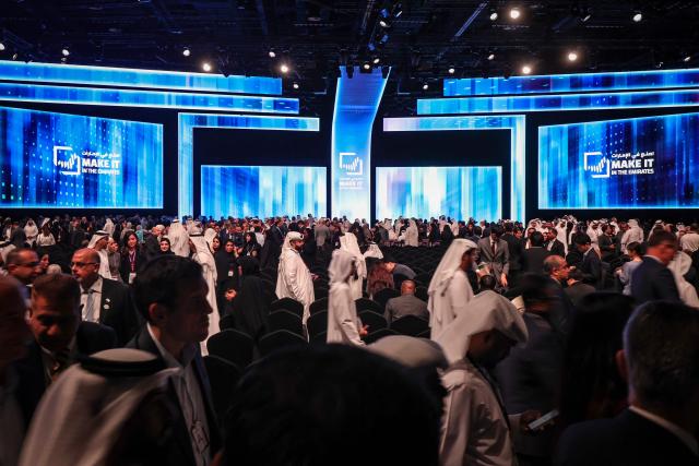A general view shows the 5th edition of "Make it in the Emirates" in Abu Dhabi on May 4, 2026. (Photo by FADEL SENNA / AFP)