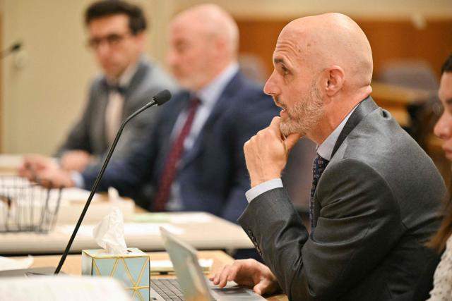 Ventura County prosecutor Andrew Sullivant (R) speaks during the arraignment of US singer Britney Spears in her DUI case at the Ventura County Superior Court in Ventura, California, on May 4, 2026. Pop star Britney Spears on April 30 was charged with driving under the influence of alcohol and drugs, prosecutors outside Los Angeles said -- but she could avoid jail time with a plea deal. (Photo by Frederic J. Brown / POOL / AFP)