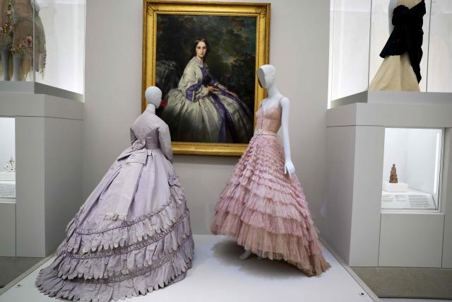 Fashion designs are exhibited during the press preview of the 2026 Met Gala celebrating "Costume Art" at the Metropolitan Museum of Art in New York City on May 4, 2026. Jeff Bezos and his wife Lauren Sanchez Bezos are lead sponsors and honorary co-chairs of the high-profile fundraising event which draws A-listers across entertainment, sport, fashion and business. (Photo by TIMOTHY A. CLARY / AFP)