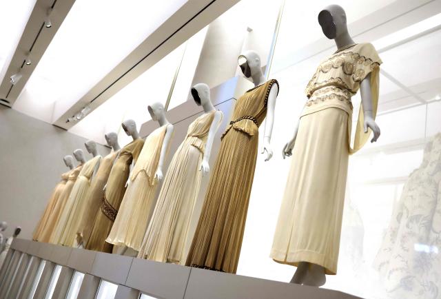 Fashion designs are exhibited during the press preview of the 2026 Met Gala celebrating "Costume Art" at the Metropolitan Museum of Art in New York City on May 4, 2026. Jeff Bezos and his wife Lauren Sanchez Bezos are lead sponsors and honorary co-chairs of the high-profile fundraising event which draws A-listers across entertainment, sport, fashion and business. (Photo by TIMOTHY A. CLARY / AFP)