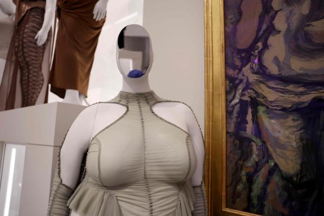 Fashion designs are exhibited during the press preview of the 2026 Met Gala celebrating "Costume Art" at the Metropolitan Museum of Art in New York City on May 4, 2026. Jeff Bezos and his wife Lauren Sanchez Bezos are lead sponsors and honorary co-chairs of the high-profile fundraising event which draws A-listers across entertainment, sport, fashion and business. (Photo by TIMOTHY A. CLARY / AFP)