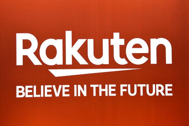 (FILES) The Rakuten logo is displayed at the Mobile World Congress (MWC) in Barcelona on February 25, 2019. The online sales site Rakuten, formerly PriceMinister, is primarily seeking a buyer in France but is considering closing down if it fails to find one, its management told AFP on May 4, 2026, confirming a report by Capital magazine. (Photo by GABRIEL BOUYS / AFP)