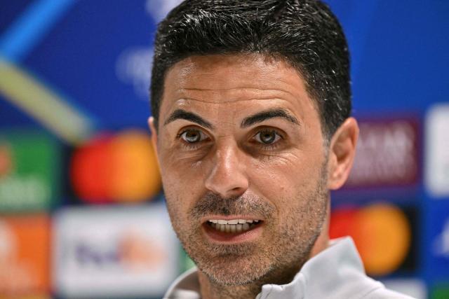Arsenal's Spanish manager Mikel Arteta attends a press conference at the Emirates Stadium in London on May 4, 2026, on the eve of their UEFA Champions League league semifinal, second-leg football match against Atletico Madrid.  (Photo by Glyn KIRK / AFP)