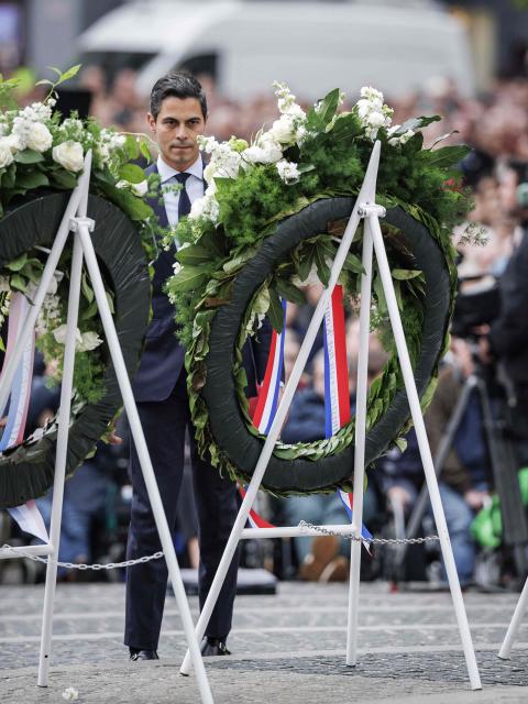 Dutch Prime Minister Rob Jetten attends the National Remembrance Day ceremony on Dam Square in Amsterdam on May 4, 2026. During Remembrance Day, the victims of the Second World War in Europe and Southeast Asia are commemorated, as well as the victims of subsequent war situations and peacekeeping operations in which the Netherlands was involved. (Photo by Remko de Waal / ANP / AFP) / Netherlands OUT