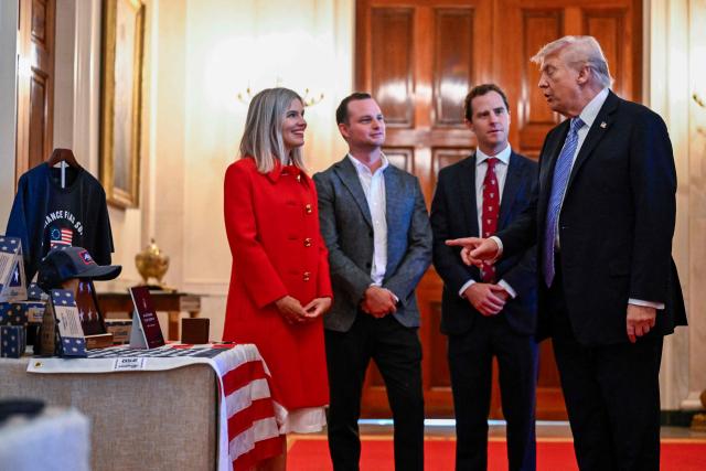 US President Donald Trump talks with participants of a Small Business Summit in the East Room of the White House in Washington, DC on May 4, 2026. (Photo by Kent NISHIMURA / AFP)