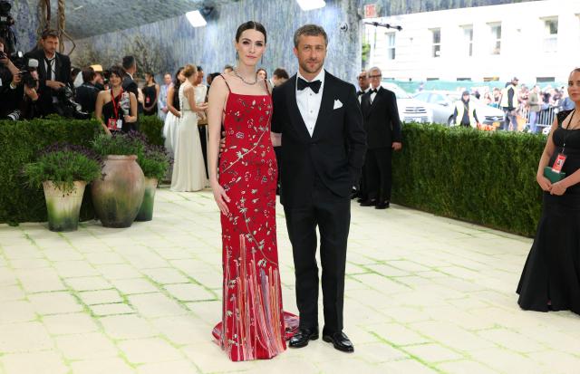 US producer Bee Shaffer and Italian photographer Francesco Carrozzini arrives for the 2026 Met Gala celebrating "Costume Art" at the Metropolitan Museum of Art on May 4, 2026, in New York. (Photo by ANGELA WEISS / AFP)