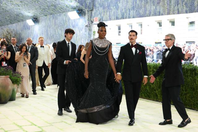 US tennis player Venus Williams and Italian entrepreneur Andrea Preti arrive for the 2026 Met Gala celebrating "Costume Art" at the Metropolitan Museum of Art on May 4, 2026, in New York. (Photo by Angela Weiss / AFP)