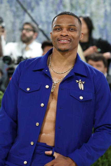 US basketball player Russell Westbrook arrives for the 2026 Met Gala celebrating "Costume Art" at the Metropolitan Museum of Art, in New York, on May 4, 2026. (Photo by Angela Weiss / AFP)