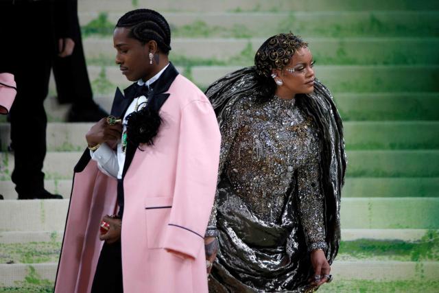 Barbadian singer and actress Rihanna and US rapper ASAP Rocky arrive for the 2026 Met Gala celebrating "Costume Art" at the Metropolitan Museum of Art, in New York, on May 4, 2026. (Photo by Leonardo MUNOZ / AFP)