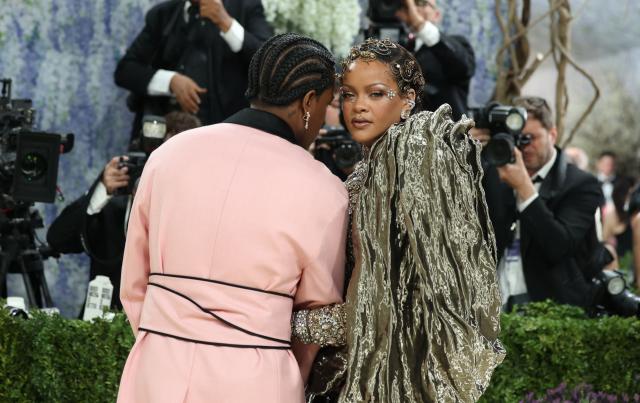 Barbadian singer and actress Rihanna and US rapper ASAP Rocky arrive for the 2026 Met Gala celebrating "Costume Art" at the Metropolitan Museum of Art, in New York, on May 4, 2026. (Photo by ANGELA WEISS / AFP)