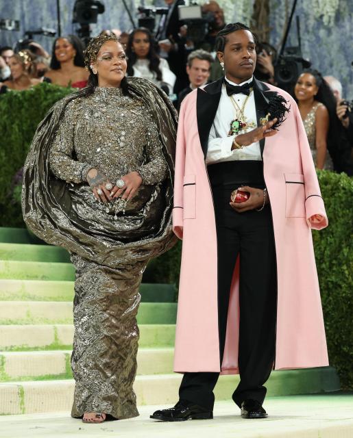 Barbadian singer and actress Rihanna and US rapper ASAP Rocky arrive for the 2026 Met Gala celebrating "Costume Art" at the Metropolitan Museum of Art, in New York, on May 4, 2026. (Photo by ANGELA WEISS / AFP)