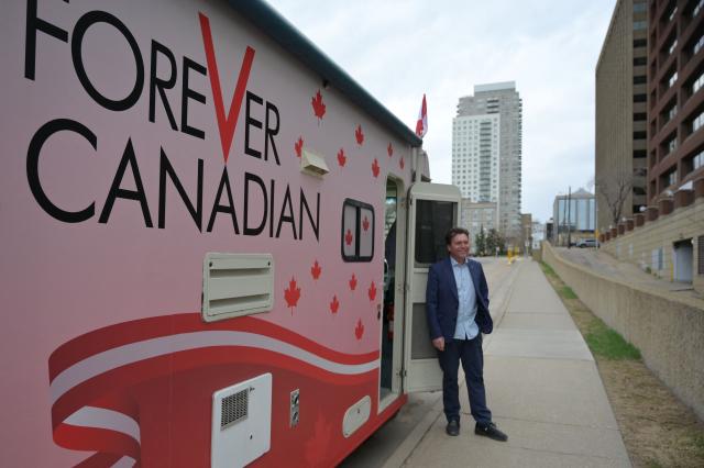Former Alberta deputy premier and activist for the federalist side Thomas Lukaszuk poses in Edmonton, on May 3, 2026. Separatists who want oil-rich Alberta to break away from Canada head to the provincial capital Edmonton on May 4, 2026 to submit a petition that they say has enough signatures to force a referendum. The pro-independence camp in the western province of five million people had existed on the margins for decades, but the movement has gathered pace in recent months and is closer than ever to triggering a vote. (Photo by Daphné LEMELIN / AFP)