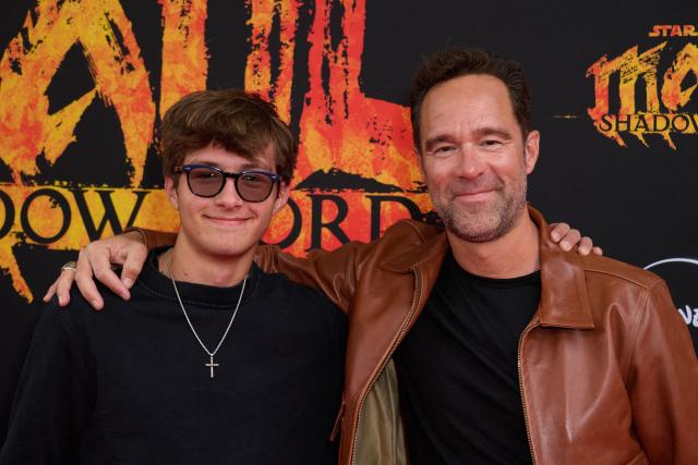 Canadian actor Chris Diamantopoulos (R) and Rex Diamantopolous attend the "Star Wars: Maul – Shadow Lord" series finale screening event at Walt Disney Studios in Burbank, California, on May 4, 2026. (Photo by Unique Nicole / AFP)