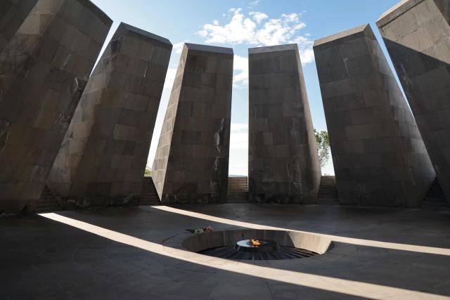 A view of the Tsitsernakaberd Armenian Genocide Memorial prior to the arrival of French President in Yerevan on May 5, 2026. (Photo by Ludovic MARIN / AFP)