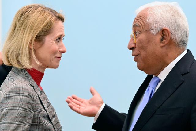EU High Representative and Vice-President for Foreign Affairs and Security Policy Kaja Kallas listens to European Council President Antonio Costa during the Armenia-European Union summit in Yerevan on May 5, 2026. (Photo by KAREN MINASYAN / AFP)