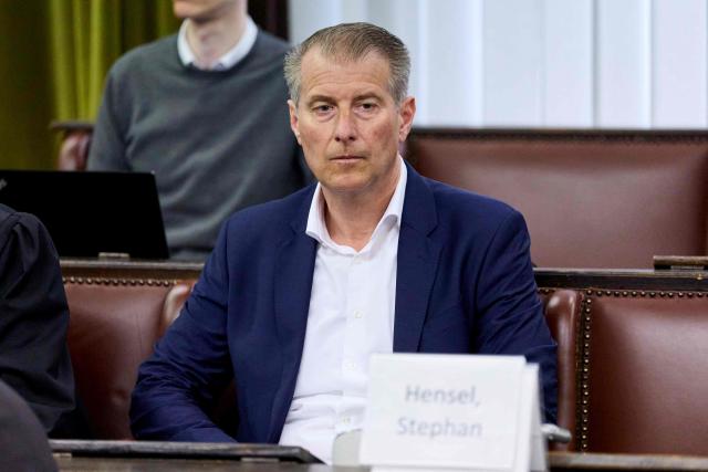 Co-plaintiff Stephan Hensel, ex-husband and father of Christina Block's children, waits for the continuation of the trial of defendant German entrepreneur and gastronome Christina Block over alleged child abduction at the District Court in Hamburg, northern Germany, on May 5, 2026. The public prosecutor's office accuses Block, heiress of a steakhouse chain, of ordering the abduction of her daughter, born in 2010, and her son, born in 2013. According to the indictment, the background to this is an escalating custody dispute over many years between Block and her former husband, who have four children together. (Photo by Georg Wendt / POOL / AFP)