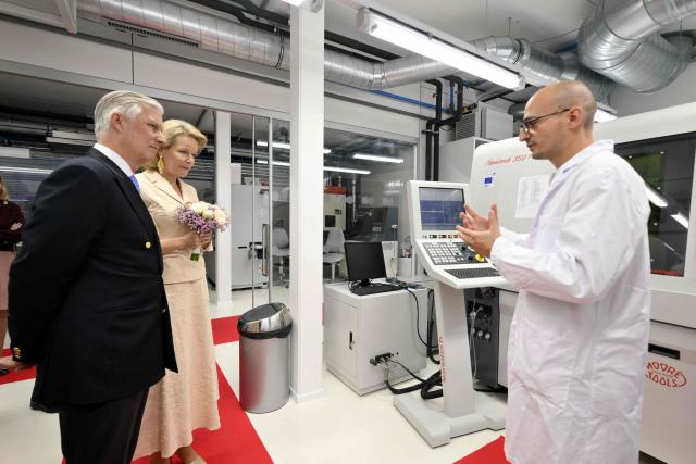 King Philippe of Belgium and Queen Mathilde of Belgium visit the VUB Photonics Campus, in Gooik, on May 5, 2026. (Photo by Philip REYNAERS / Belga / AFP) / Belgium OUT