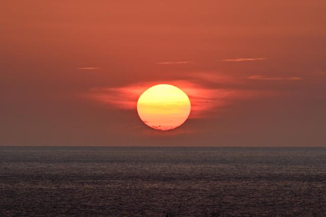 The sun sets in Paoay, Ilocos Norte on May 5, 2026. (Photo by JAM STA ROSA / AFP)