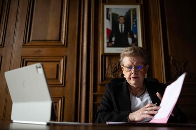 Strasbourg's Mayor and President of the Strasbourg Eurometropole, Catherine Trautmann, poses at the city hall on May 5, 2026. (Photo by SEBASTIEN BOZON / AFP)