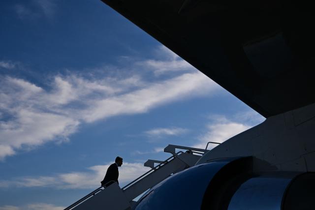 US Vice President JD Vance boards Air Force Two at Joint Base Andrews, Maryland on May 5, 2026. Vance is traveling to Ohio, Oklahoma, and Iowa. (Photo by Roberto Schmidt / POOL / AFP)