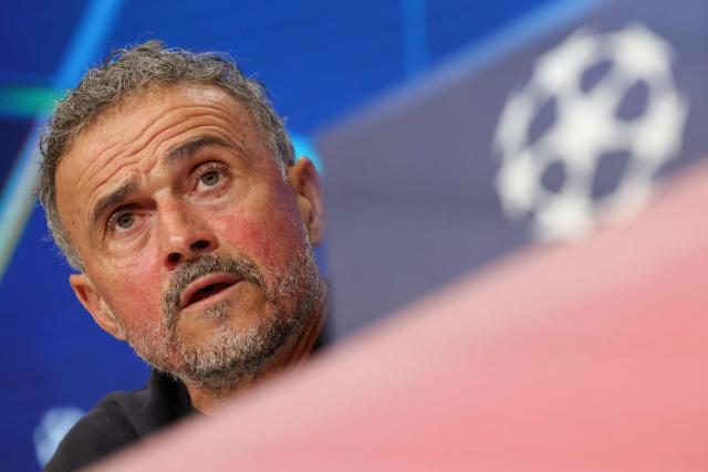 Paris Saint-Germain's Spanish head coach Luis Enrique addresses a press conference at the Allianz Arena in Munich, southern Germany on May 5, 2026, the eve of the UEFA Champions League second-leg, semi-final football match against FC Bayern Munich. (Photo by Alexandra BEIER / AFP)