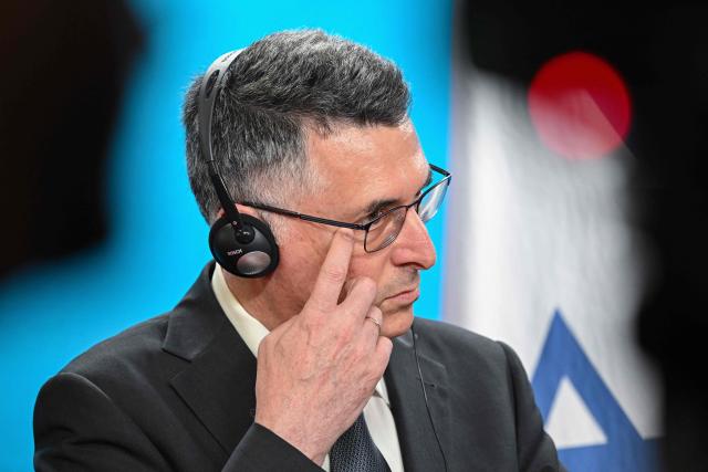 Israeli Foreign Minister Gideon Sa'ar listens in at a press conference with his German counterpart at the Foreign Office in Berlin on May 5, 2026. (Photo by RALF HIRSCHBERGER / AFP)