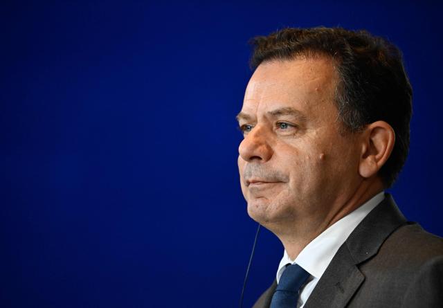 Portugal's Prime Minister Luis Montenegro attends a joint press conference with the German Chancellor (unseen) at the Chancellery in Berlin on May 5, 2026. (Photo by Tobias SCHWARZ / AFP)
